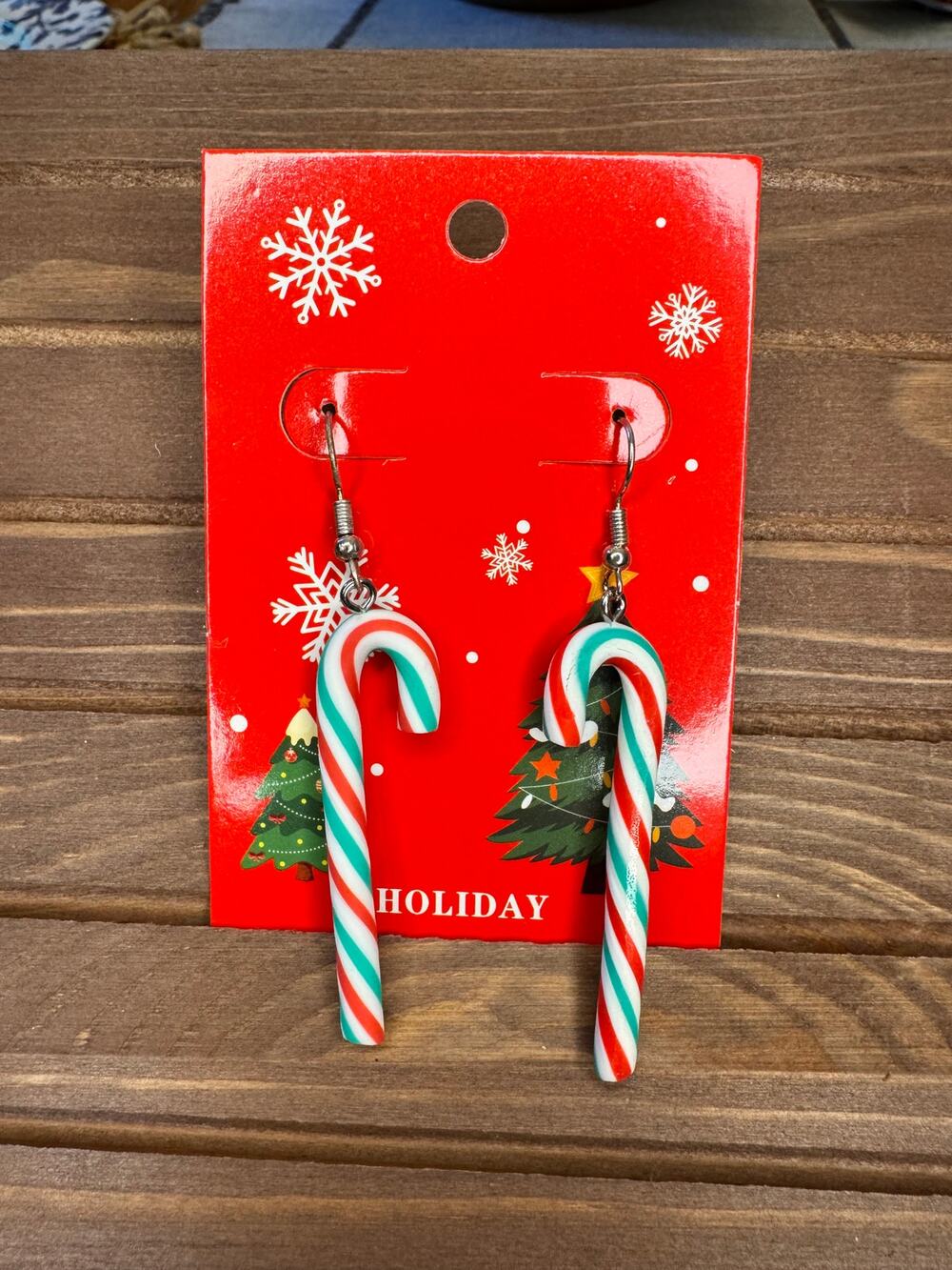 Red Green Striped Candy Cane Christmas Earrings Christmas Gift Festive Wear
